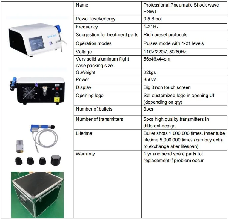 Physical Therapy Esw Shock Wave Machine for Male ED, Cellilute Reduction, Pain Therapy Customized Design