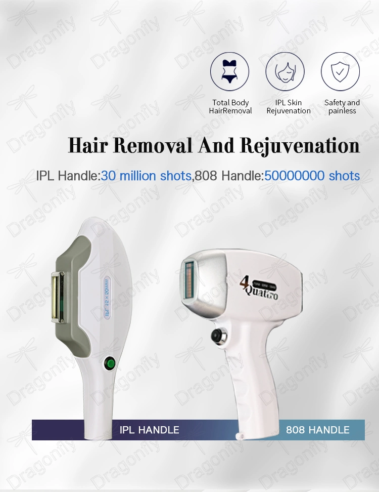 Free Handle 1200W 1600W 2000W Laser Ice Cool 755 808 1064nm Us Bars 2in1 Dualhandle IPL Diode Laser Two Functions