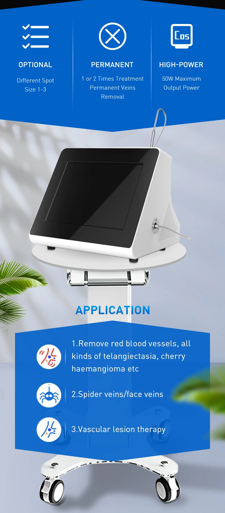 980nm Pain Relief/Laser Treatment / Vascular Removal Machine
