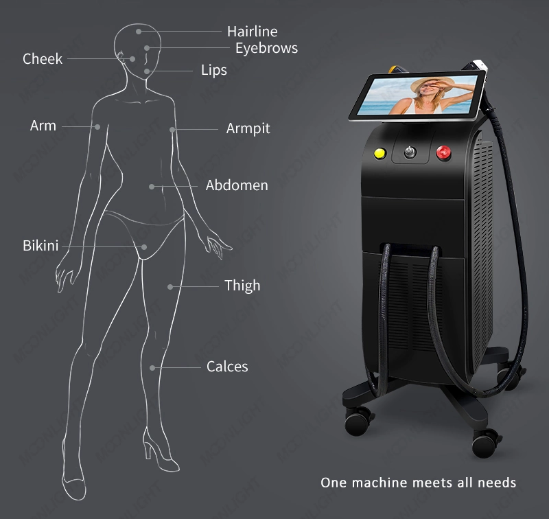 755nm Alexandrite BIOS Electrolysis Cold Laser Machine Armpit Laser Hair Removal Machine Standing Ice Laser Stationary