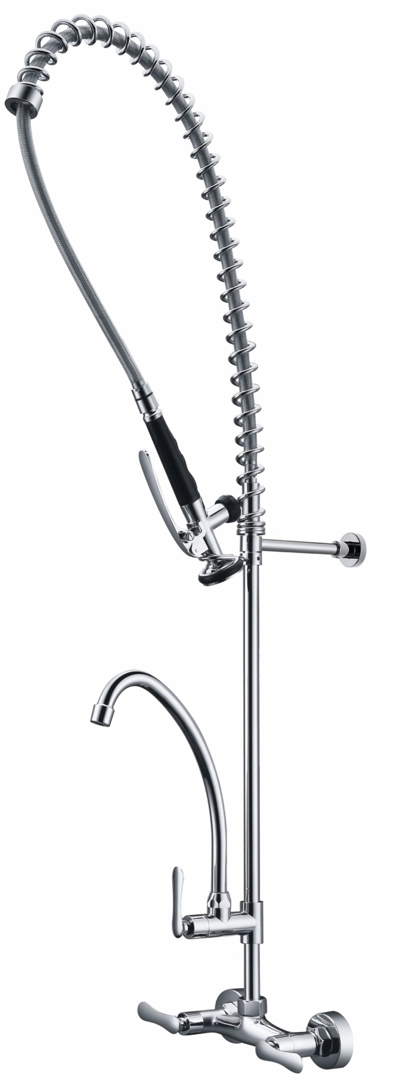 High End Brass Commercial Utility Sink Faucet Deck Mounted Pre-Rinse Unit with 140cm Pre Rinse Hose