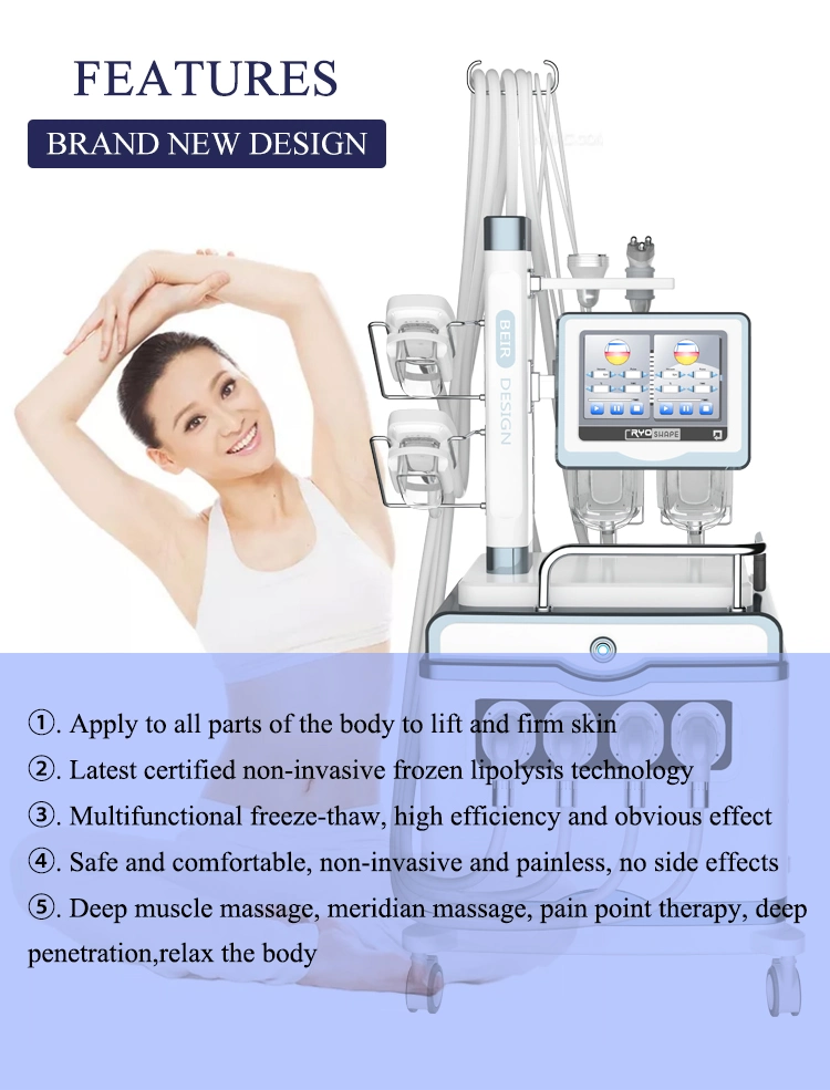 7 in 1 Shockwave Acoustic Wave Cryopad Equipment Cryolipolysis Cool Tech Fat Freezing Machine Cool Cryolipolysis Machine for Body Shape