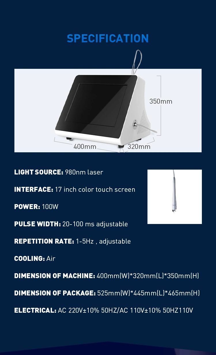 980nm Pain Relief/Laser Treatment / Vascular Removal Machine