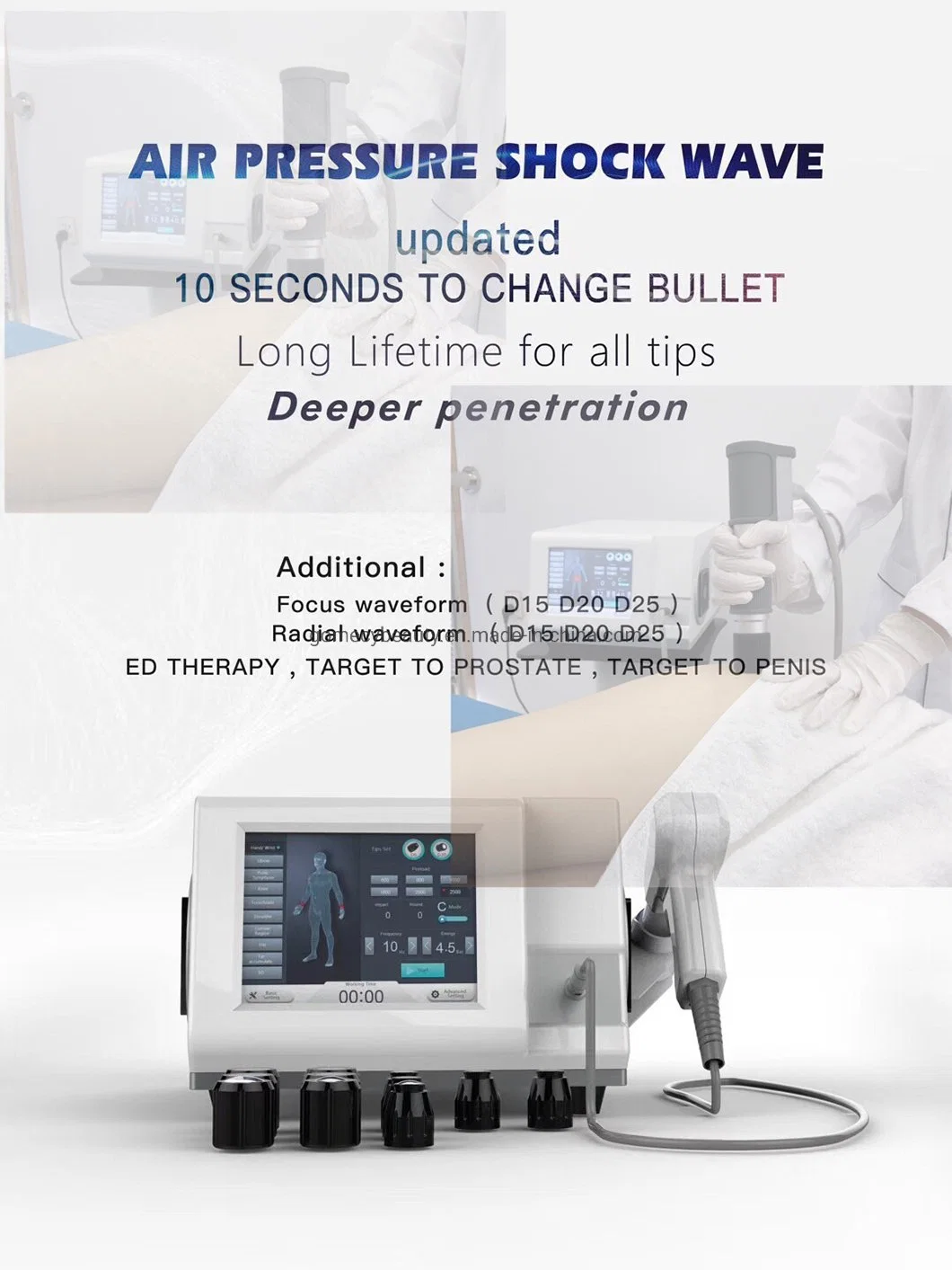 Hot Sale Portable Pneumatic Ballistic Shock Wave Shockwave Therapy Machine Extracorporal Shock Wave Therapy Equipment Eswt Physical Rehabilitation