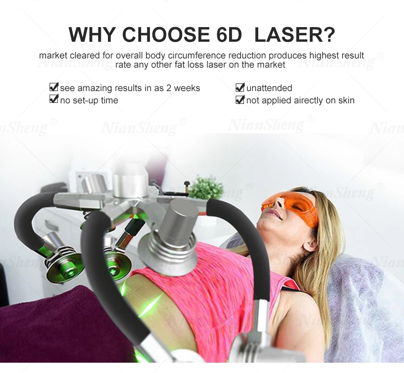 Professional 635nm Laser Red/Green Light 6D Lipo Laser Slimming Machine Cryo Cold Laser Weight Loss Medical CE Certified