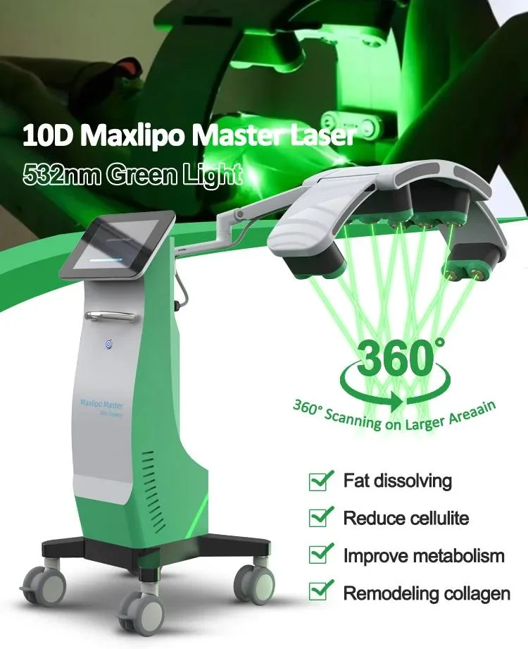 10d Cold Diode 532nm Green Laser Maxlipo Master Laser Fat Loss Body Shaping Slimming Equipment Beauty Equipment