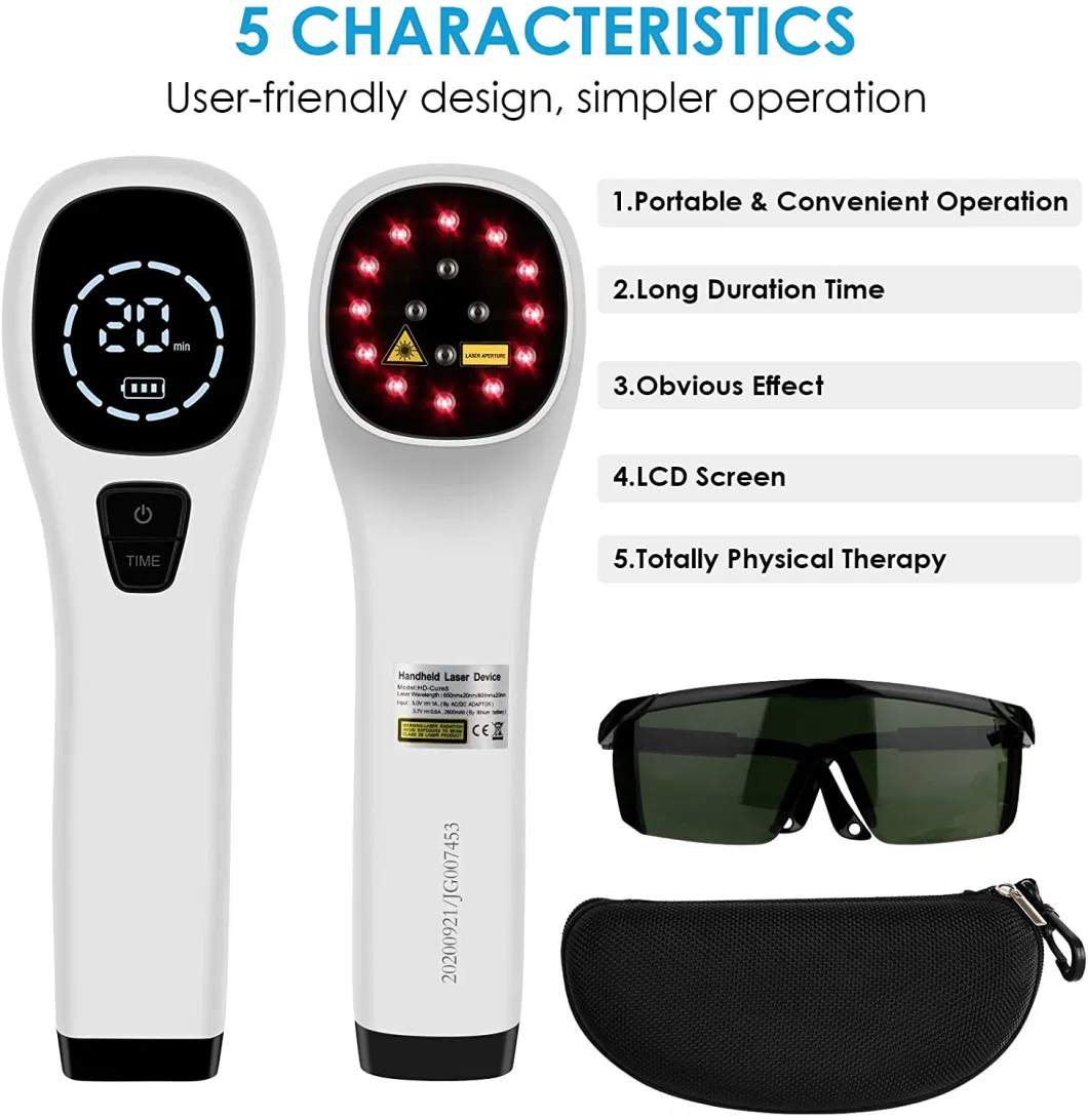 Red Light Cold Laser Sciatica Back Pain Therapy Device 808nm 605nm Low Level Lllt Handheld Home Use Medical Rehabilitation Equipment