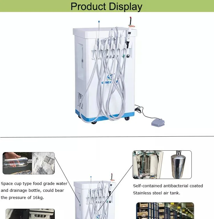 Mobile Dental Unit with 4 PCS Accessories Dental Surgery Equipment 600W Oil Free Compressor
