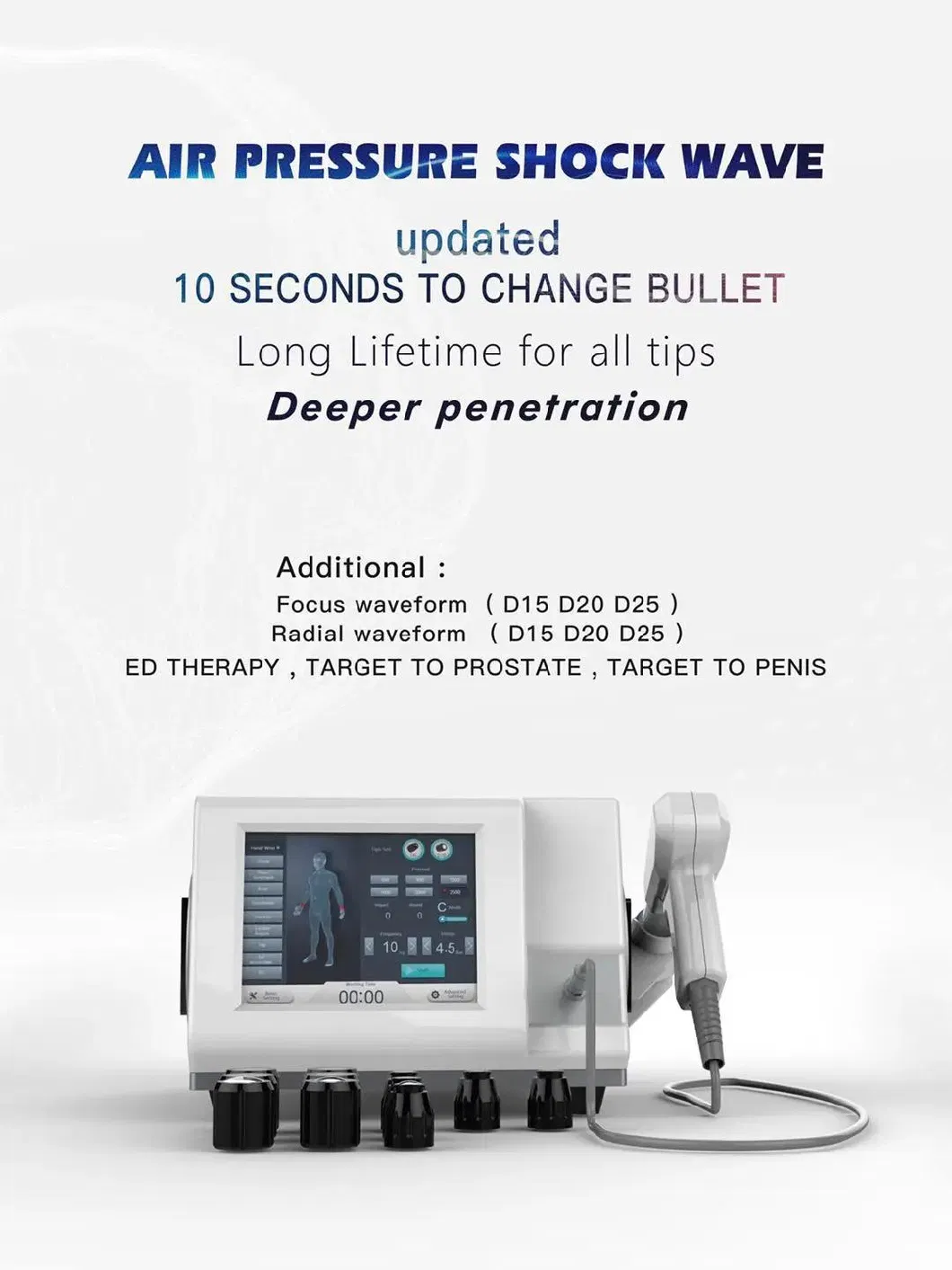 Portable Electric Shock Wave Physical Therapy Equipments Shockwave Therapy Machine for ED