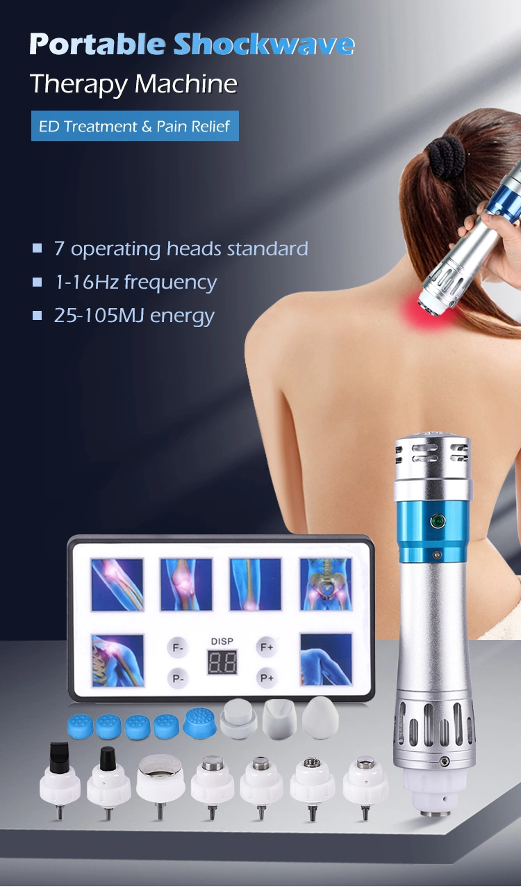2022 Portable 7 Handles Medical Pain Relief Device Shockwave Machine Shock Wave Therapy Equipment