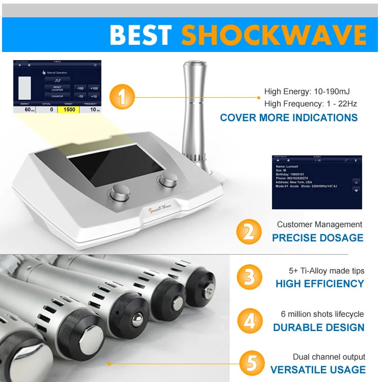 Eswt Shockwave Therapy System for Physiotherapy Pain Relief