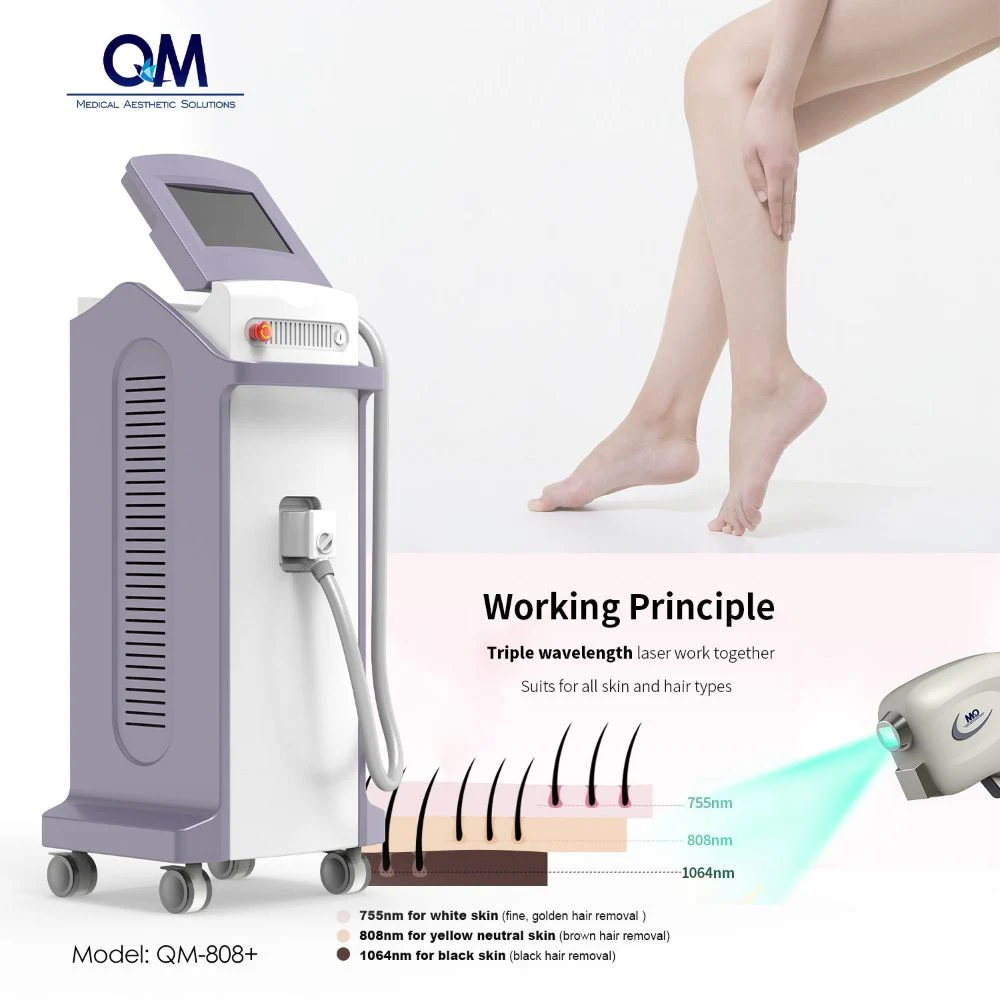 2024 Qm Hot Sale Professional Alexandrite Laser Hair Removal 755nm 1064nm Alexandrite Laser for Salon SPA with Skin Cooling Device