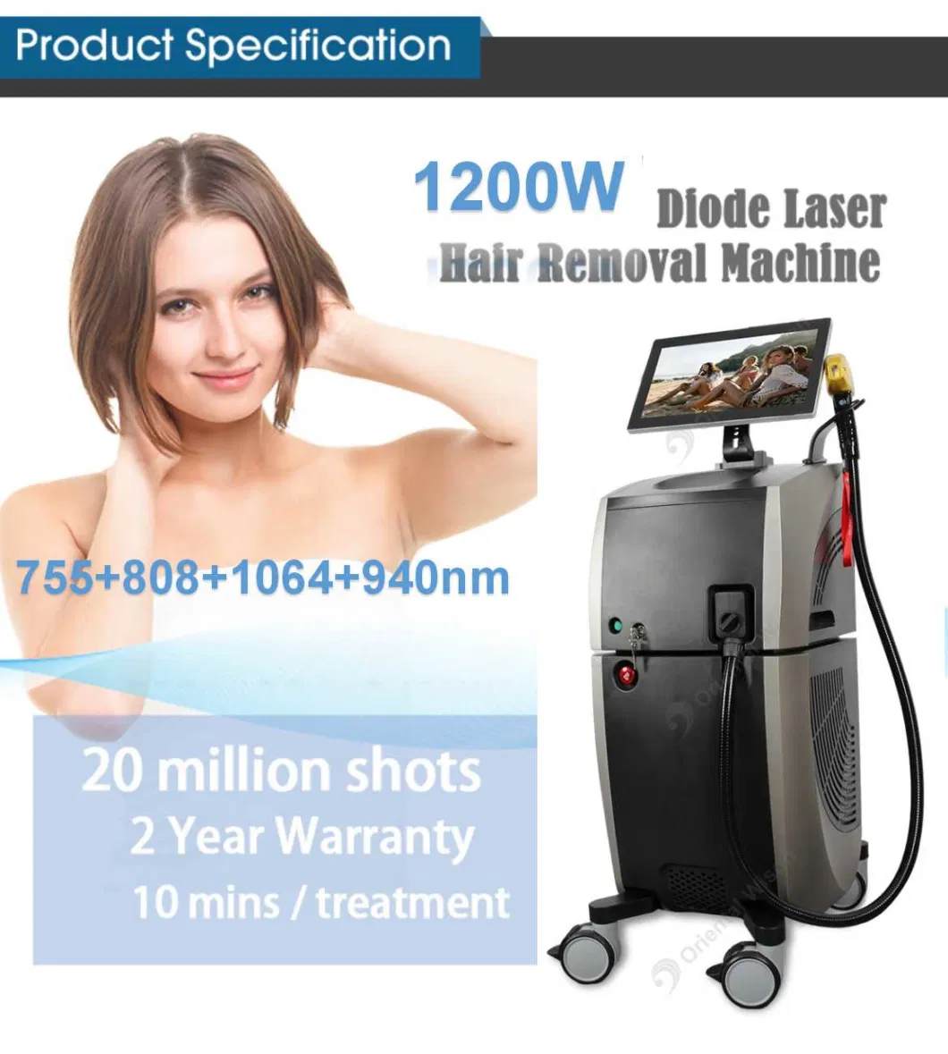 Diode Laser 2 Handle 4 Wavelength Diode Laser 755nm 808nm 940nm 1064nm Laser Hair Removal Lasers for SPA Salon