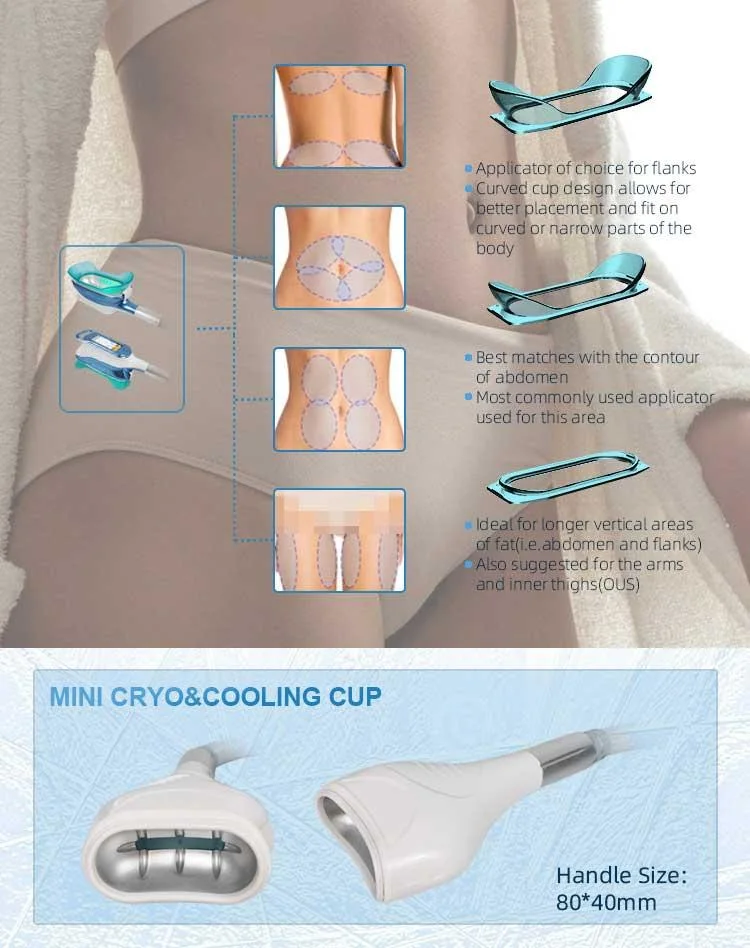 Most Popular 360 Degree Different Sizes for Changeable Combine Cryolipolysis Cavitation Treatment with RF to Enhance Slimming Effect of Beauty Equipment