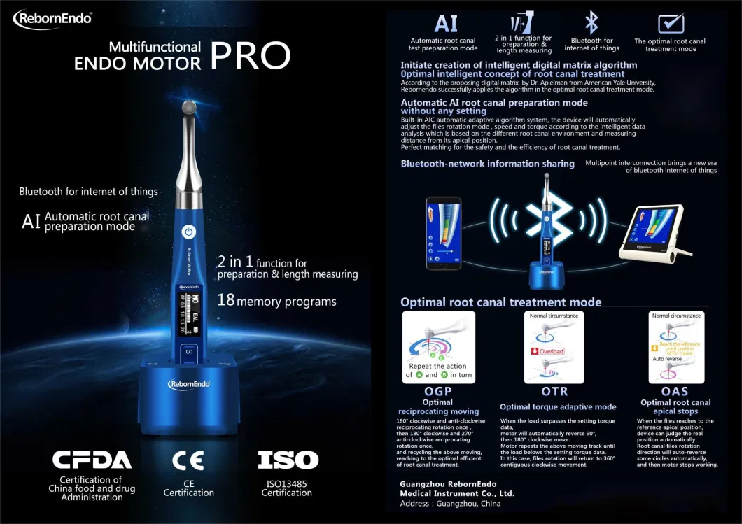 Root Canal Therapy Instrument Ai Automatic Root Canal Preparation Mode with Bluetooth