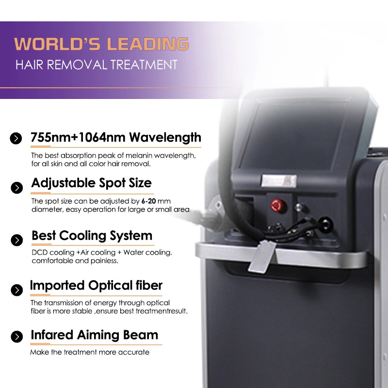 2024 Professional Painless 755m 4000W Alexandrite Laser Machine 755 1064 Permanent Diode Laser Hair Removal Price