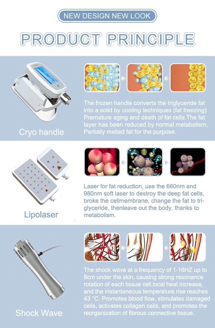 5 Handles Cryo Criolipoly 360 Heat Cold Diode Laser Machine