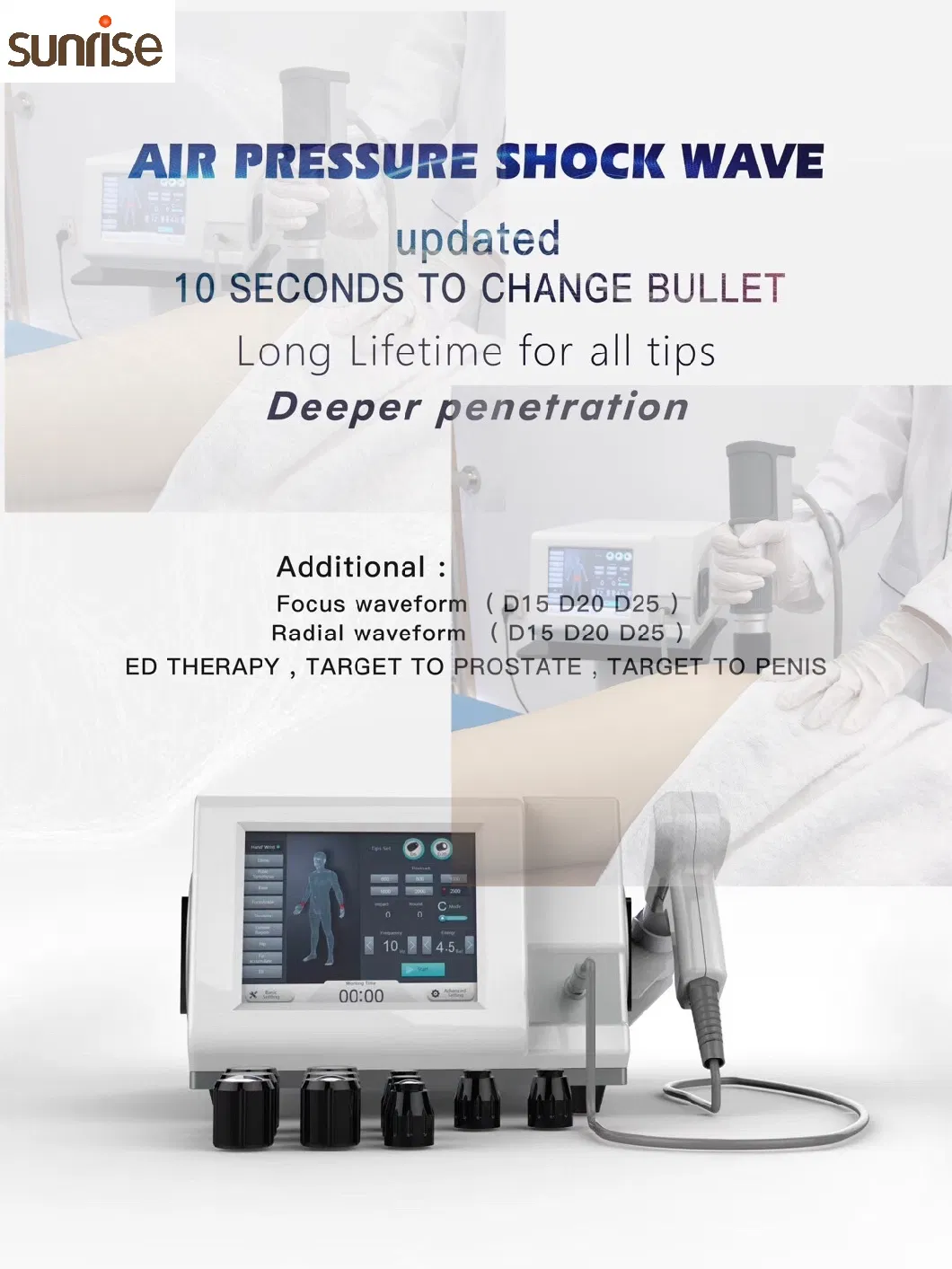 Gainswave Pneumatic Shockwave Machine Focused Shock Wave Therapy for ED Erectile Dysfunction Physiotherapy Equipment
