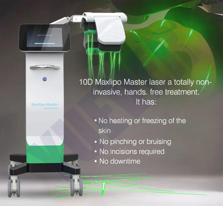 10d Lipo Laser Fat Removal 10d Cellulite Reduction 532nm Green Light Therapy Cold Laser Fast Slim Machine for Beauty