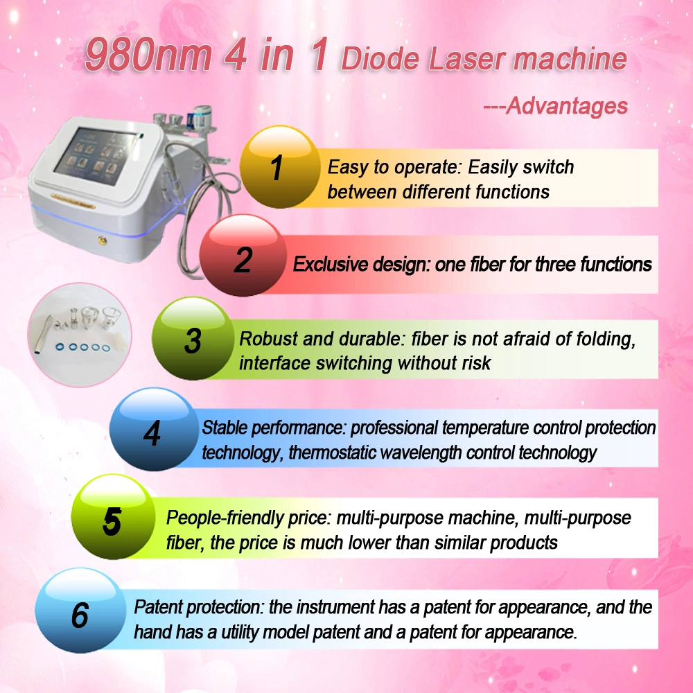 High Power Spider Veins Removal Pain Relief Physical Therapy Medical Vascular Removal Portable 980nm Diode Laser