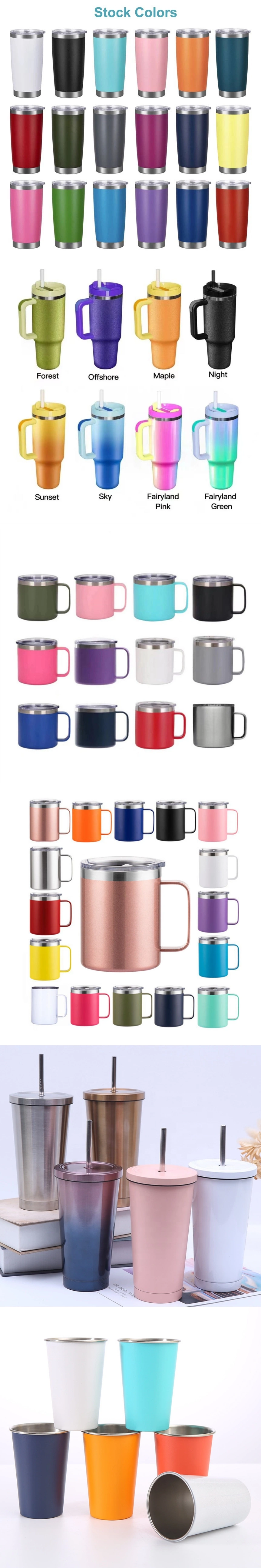 12oz 14oz Custom Double Wall Insulated Stainless Steel Travel Coffee Camper Mug with Handle Magnetic Lid Wholesale