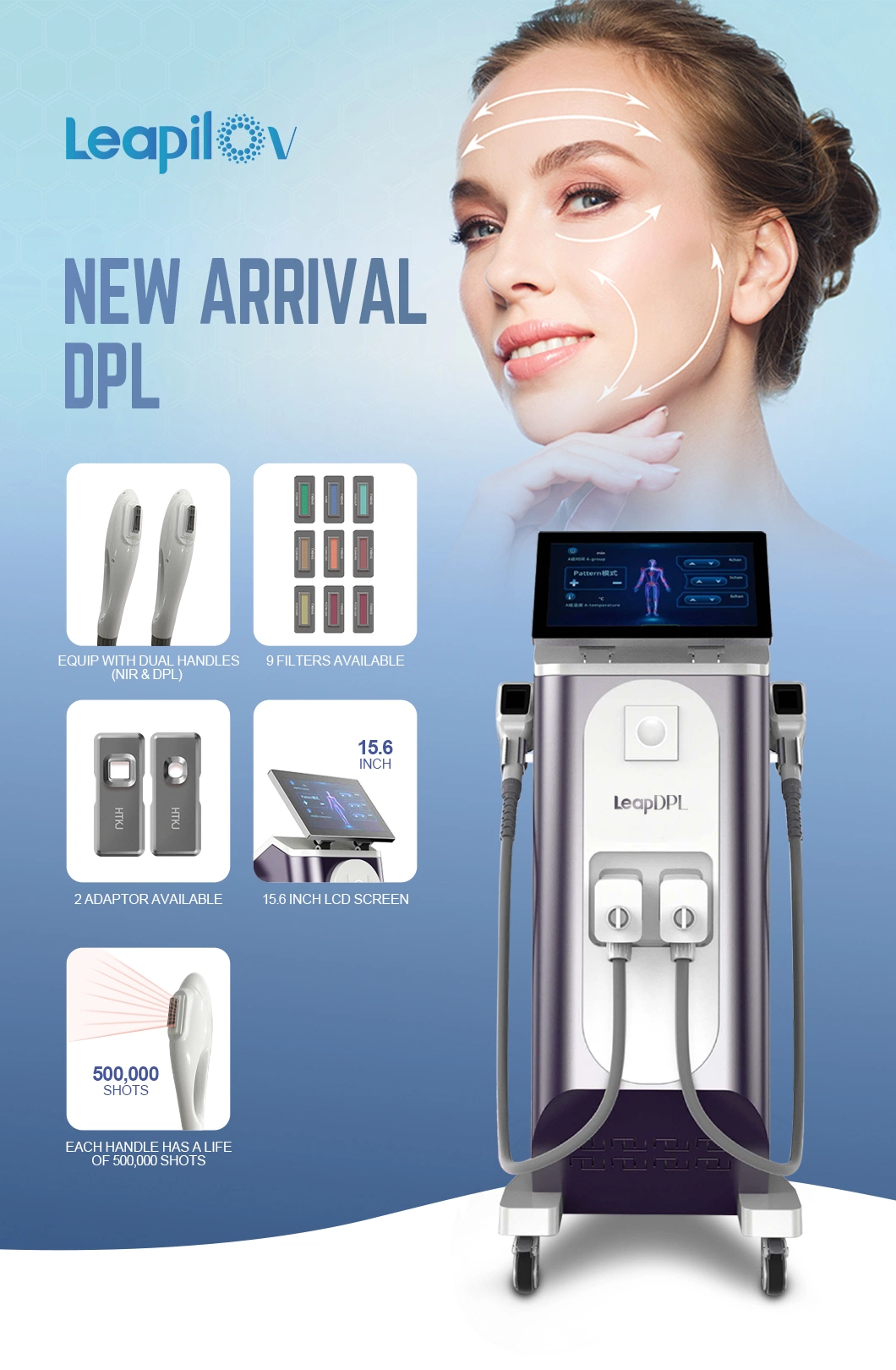 Dpl Skin Rejuvenation Opt Elight Laser Hair Removal Machine Vascular Therapy Acne Treatment Ice Cool IPL Device