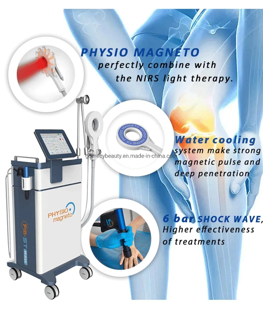 Vertical Pmst Physio Magento+Shockwave+Near Infrared Light High Laser Therapy Magentothearpy Machine