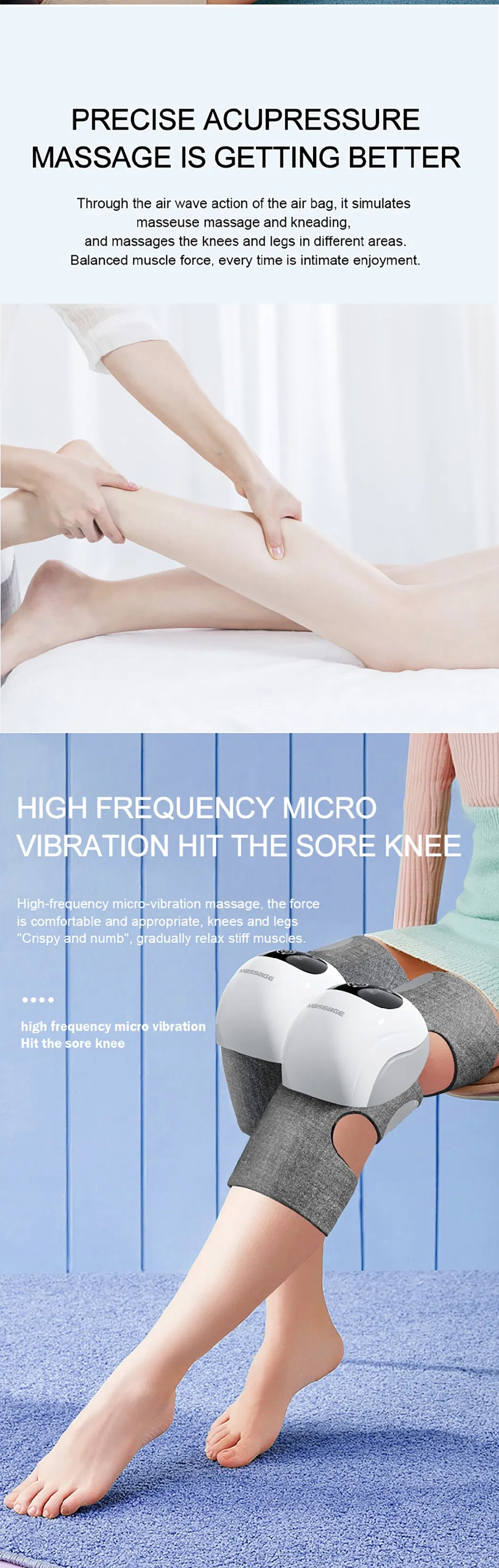 Electric LED Leg Laser Therapy Pain Relieve Arthritis Knee Joint Treatment Smart Compress Knee Massager Machine with Heat