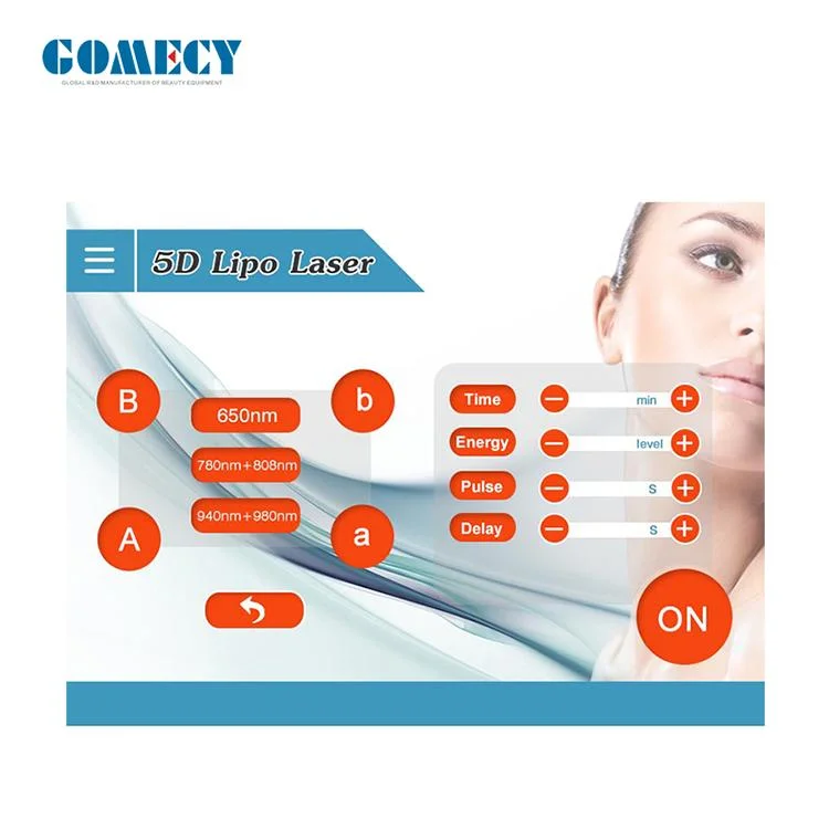 Gomecy 5D Cold Laser Machine 650nm +780nm&808nm+940nm&980nm Lipo Dissolving Fat Loss Cold Laser Slimming Machine 532nm 635nm Wavelength Lights