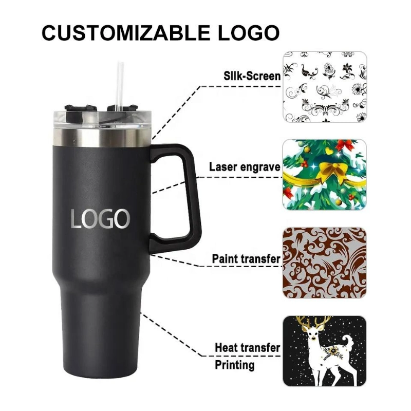 12oz 14oz Custom Double Wall Insulated Stainless Steel Travel Coffee Camper Mug with Handle Magnetic Lid Wholesale