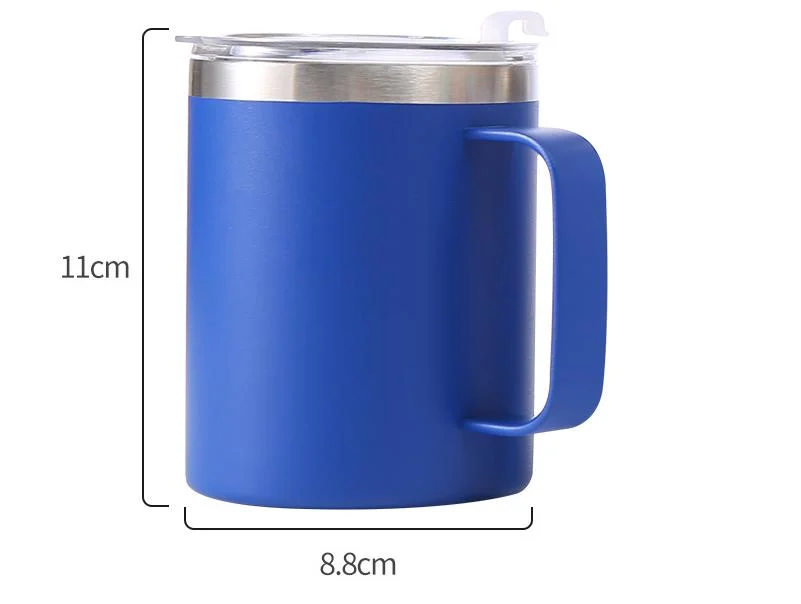 12oz 14oz Custom Double Wall Insulated Stainless Steel Travel Coffee Camper Mug with Handle Magnetic Lid Wholesale