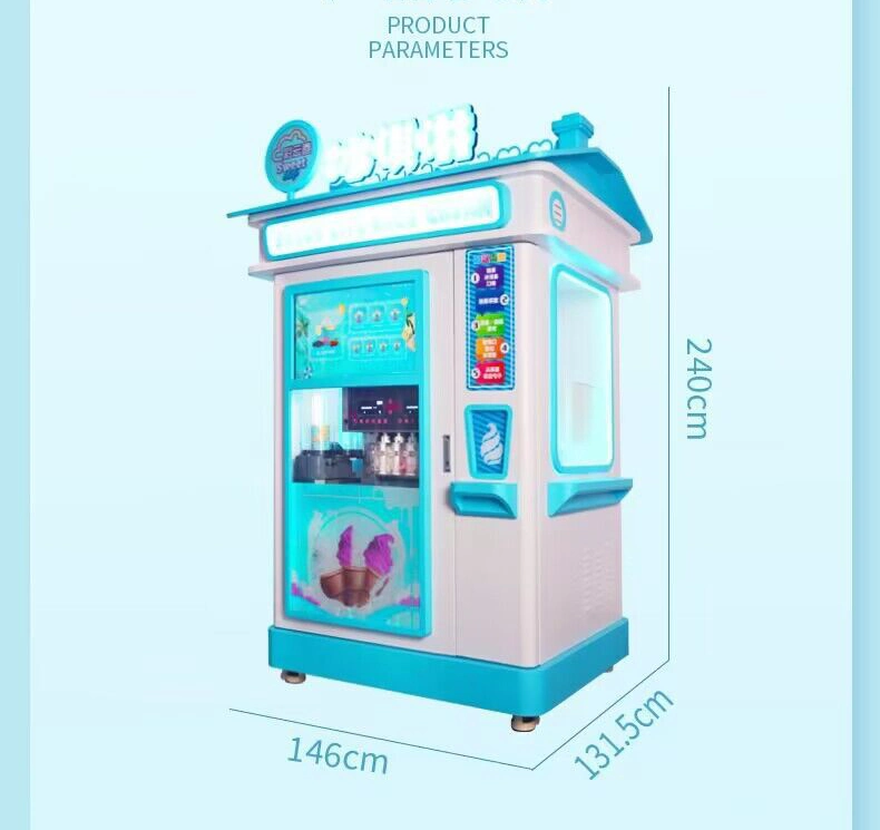 Riteng Custom Coin Operated Automatic Frozen Food Soft Serve Ice Cream Cone Vending Machine for Business