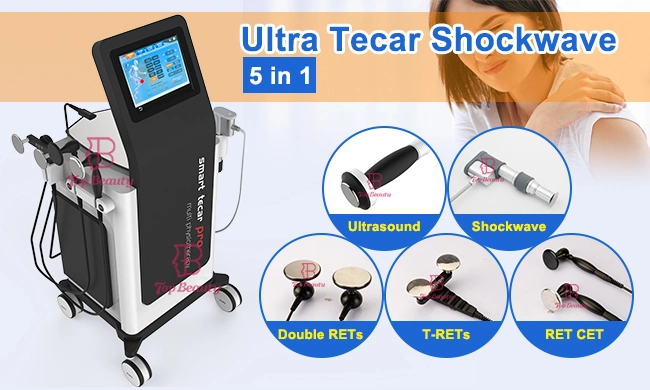 Multi Physiotherapy Equipment Ultrasonic Ultrasound Shock Wave Physical Therapy Machine Tecar Physiotherapy for Pain ED