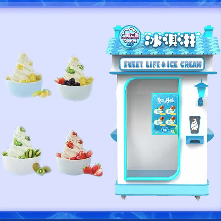 Riteng Custom Coin Operated Automatic Frozen Food Soft Serve Ice Cream Cone Vending Machine for Business