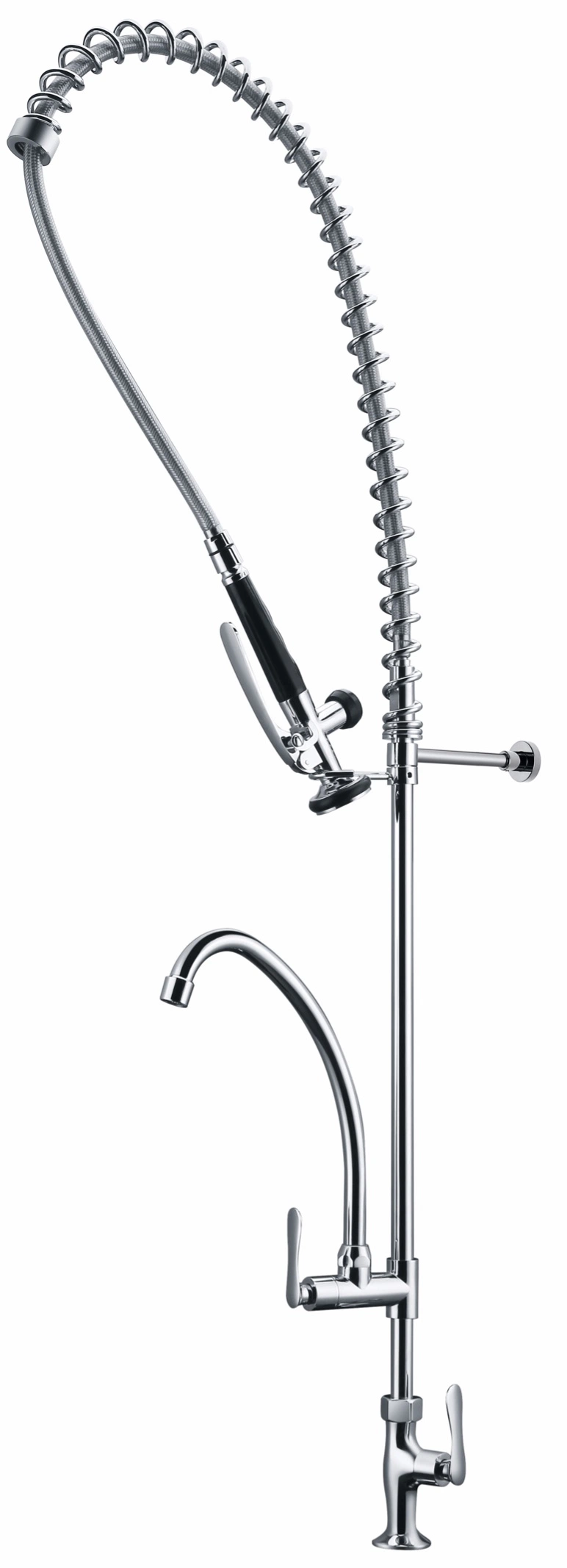 High End Brass Commercial Utility Sink Faucet Deck Mounted Pre-Rinse Unit with 140cm Pre Rinse Hose