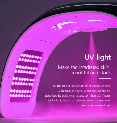 Lámpara LED UV profesional Nano Spray EMS Masaje Anti Envejecimiento Beauty Skin Blue Red LED Face Light Therapy Machine