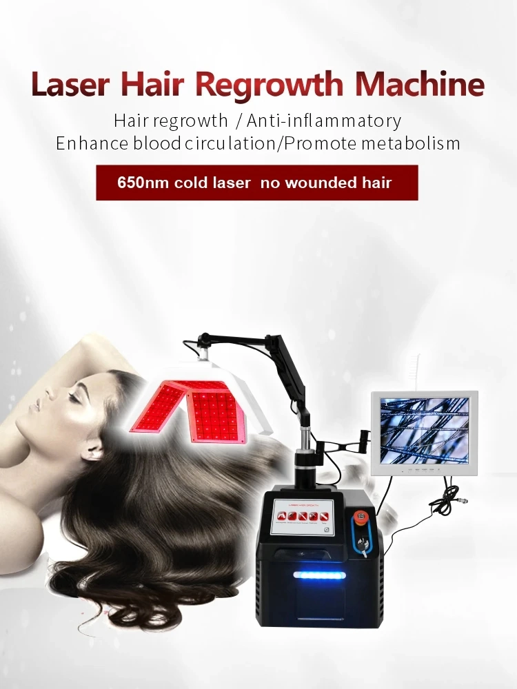 Portable 650nm Cold Hair Loss Treatment Device Lllt Diode Laser Hair Scalp Regrowth Growth Machine