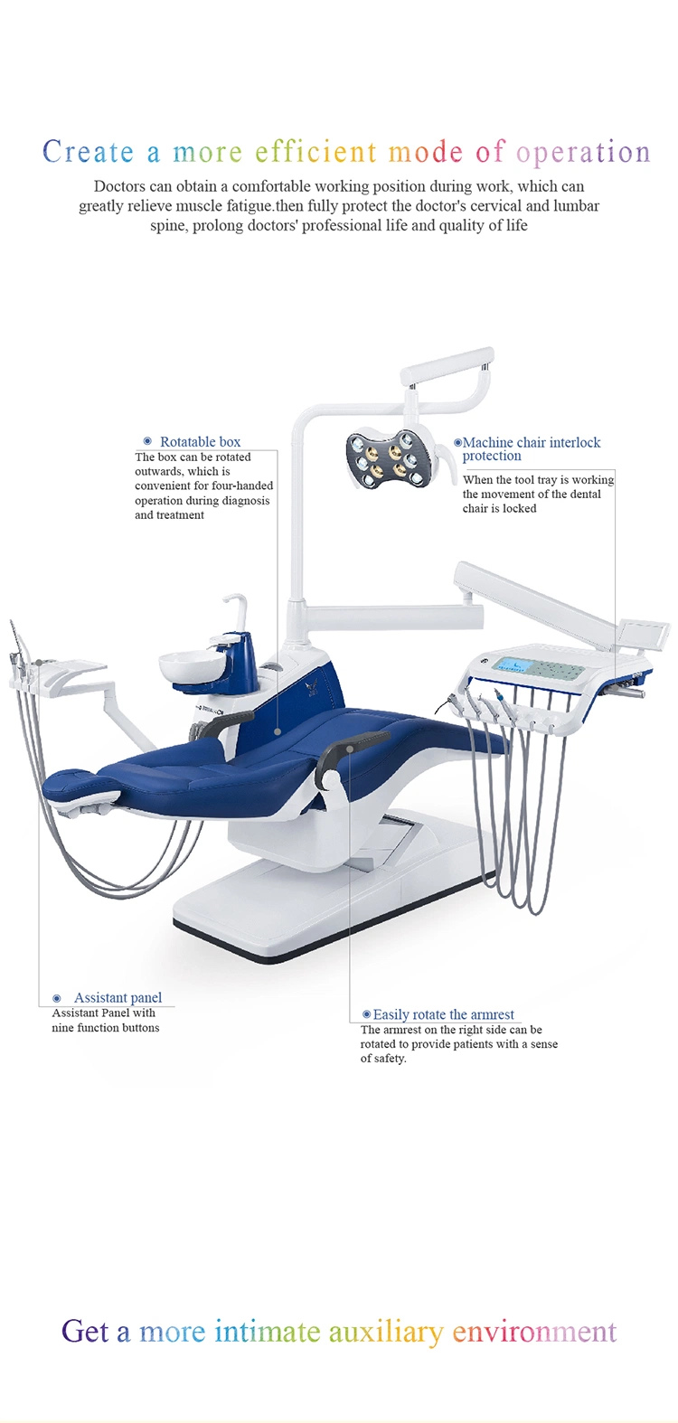 Luxury Operating Light Dental Furniture Unit with Foot Controller