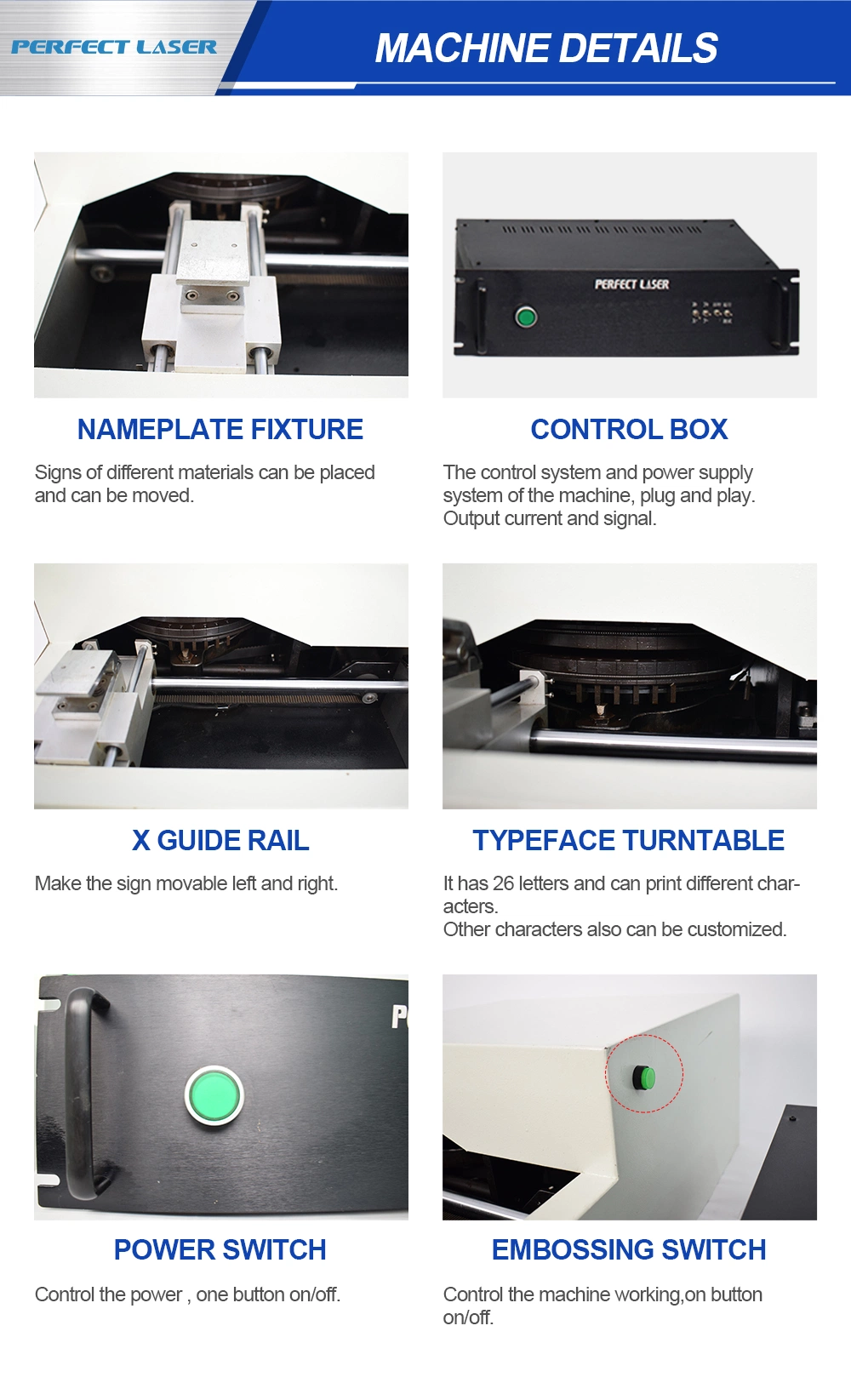 Perfect Laser- Metal Plates Embossing Imprinter 3D Characters Making