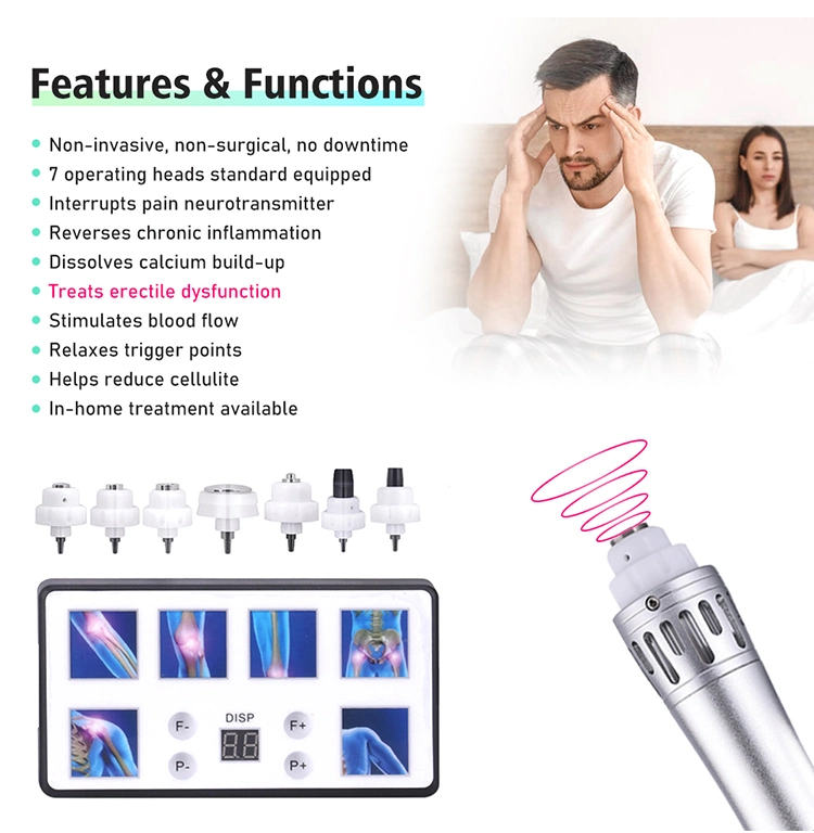 CE Certificate Home Use Portable Ondas De Chique Fisioterapia Focused Piezo Wave Shockwave Therapy Machine for ED and Pain Relief