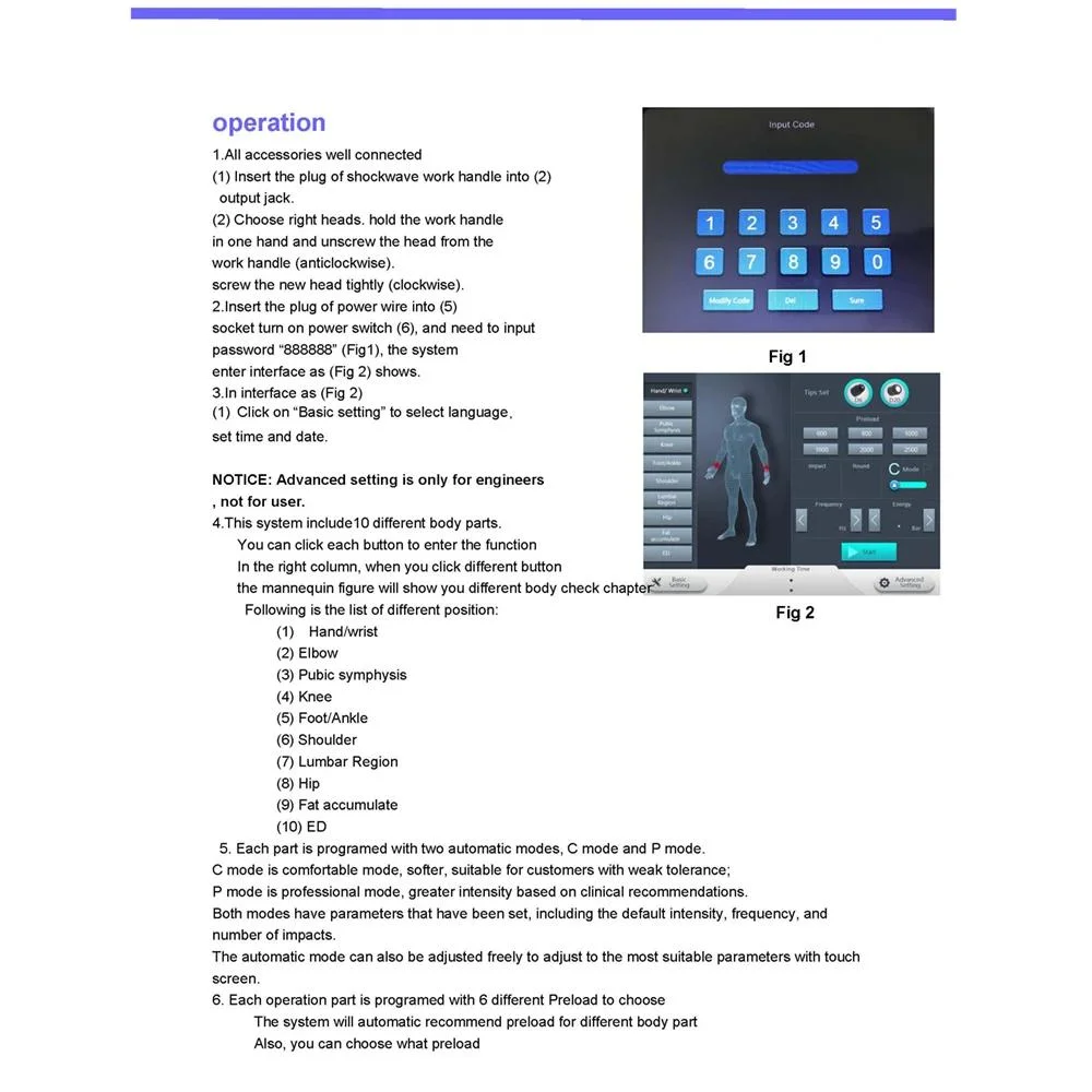 Portable Style 11PCS Treatment Heads Physiotherapy ED Treatment Shockwave Therapy Machine