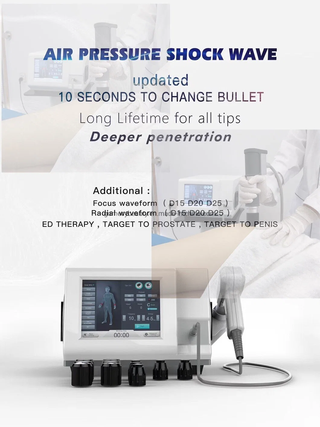 Pneumatic Ballistic Shockwave Therapy Machine for Erectile Dysfunction and Pain Relief Shockwave Therapy Machine