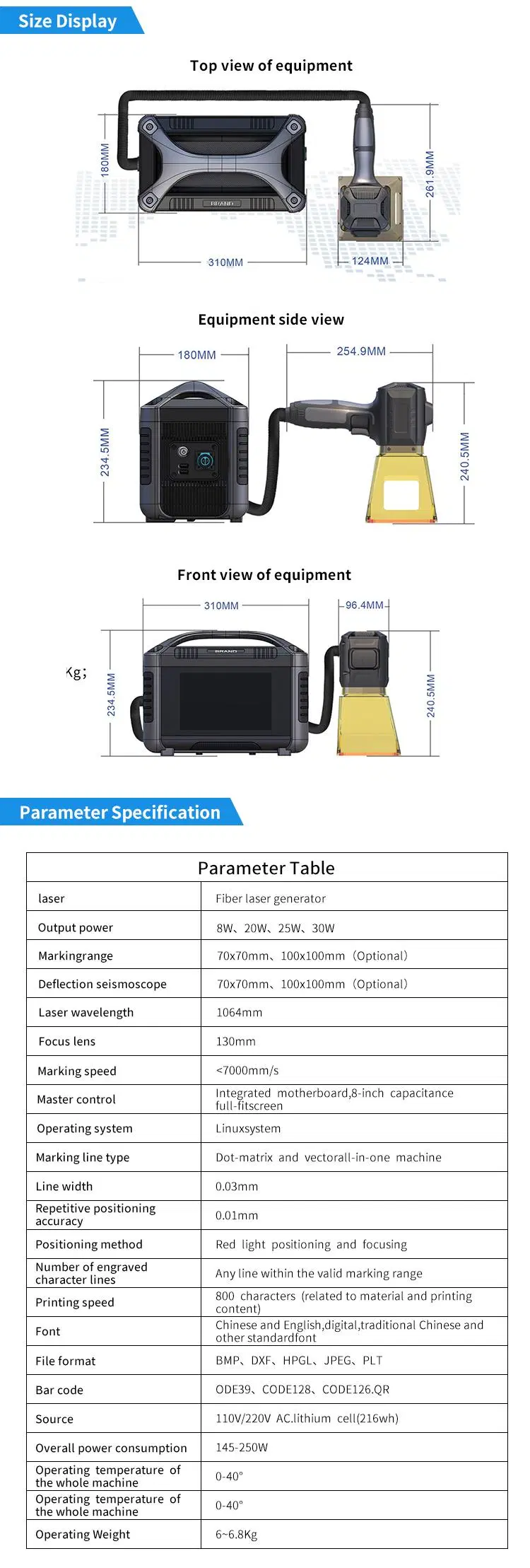 Hot Sale China Portable Safety Enclosed 20W 30W Fiber Laser Marking Machine for Metal Price