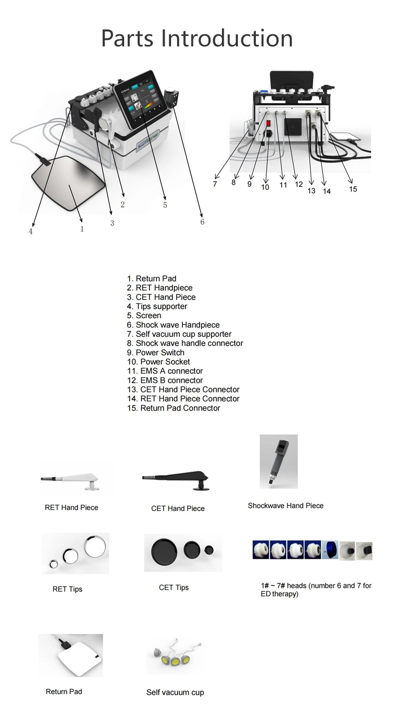 Factory Price Cellulite Removal 448kHz Cet Ret Diathermy Tecar Therapy Physio EMS Eswt Shockwave Therapy Machine