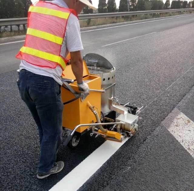 Cold Paint Road Marking Machine with Adjustable Glass Beads Spreader (Laser positioning)