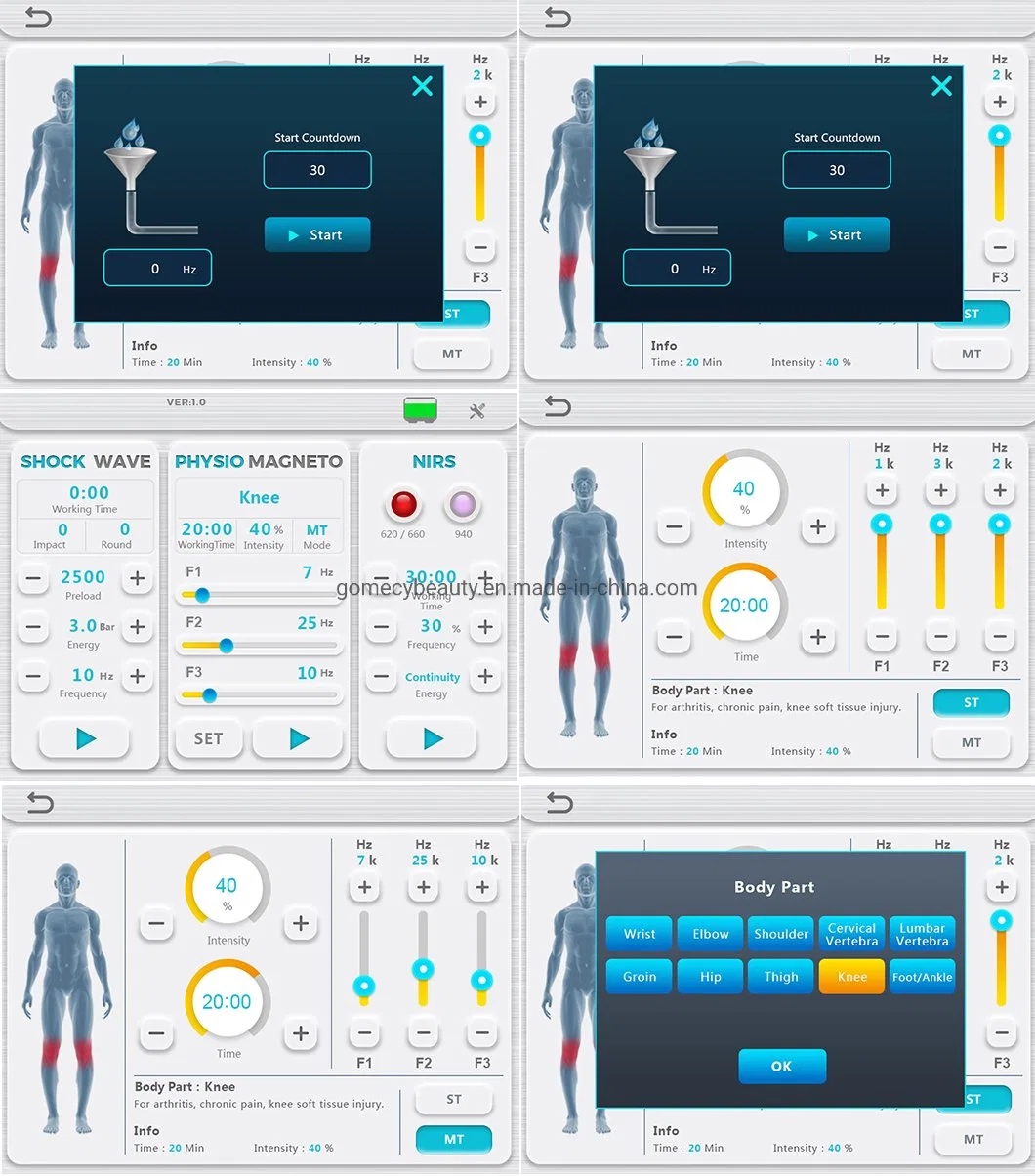 Gms Pmst Wavemagnetophysio+Shockwave+Infrared Handle 3in 1machine Newest Electric V43 Shockwave Therapy Machine Price