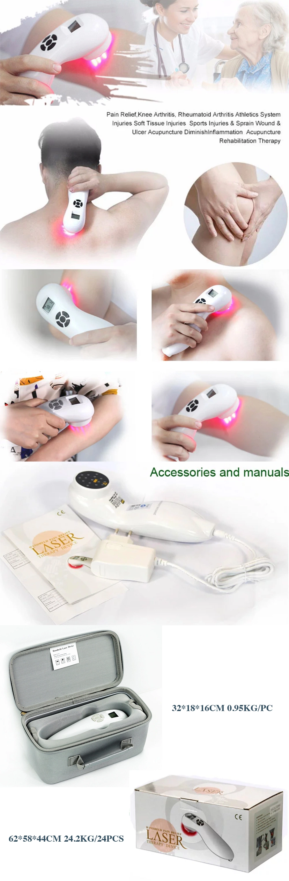 510MW 608nm and 650nm Handheld Medical Diode Cold Laser Therapy Pain Relief Device