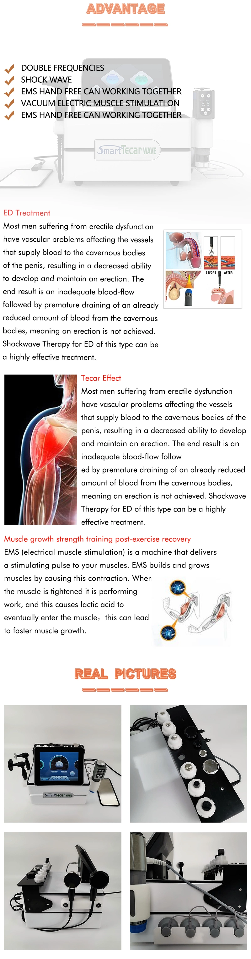 Tecar Smart Wave 3 in 1 Physiotherapy Electromagnetic EMS Shockwave Machine for Sale