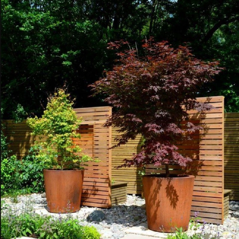 Garden Decorative Planter Round Corten Steel Conical Planters