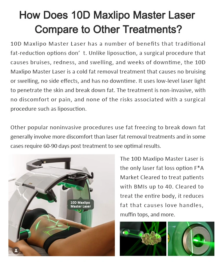 Fast Slimming Weight Loss 10d Cold Maxlipo Master Lase Rmachine Slimming Green Laser Cold 532nm Beauty Equipment